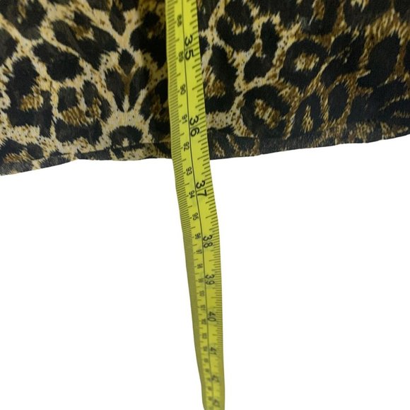 Vintage 90s Leopard Print Sheer Button Up Short Sleeve Tunic Top Large - Picture 9 of 9
